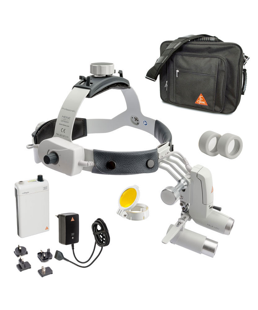 HEINE ML4 LED Lampe Frontale Kit 3c avec Loupes HRP 3.5x